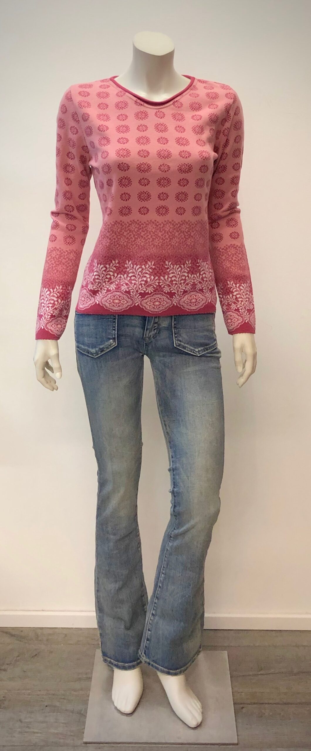 Jacquard-Strick-Pullover GOTS aus Organic Baumwolle in verschiedenen Farben gemustert von DUNQUE by SCHWEIKARDT MODEN