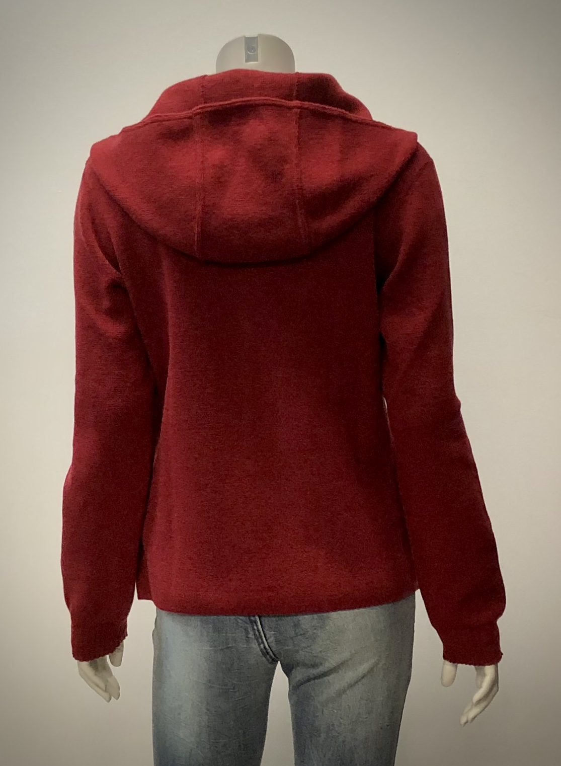 Kapuzen-Wolljacke, einfarbig in hellgrau und rot aus 100% Schurwolle, von DUNQUE by SCHWEIKARDT MODEN