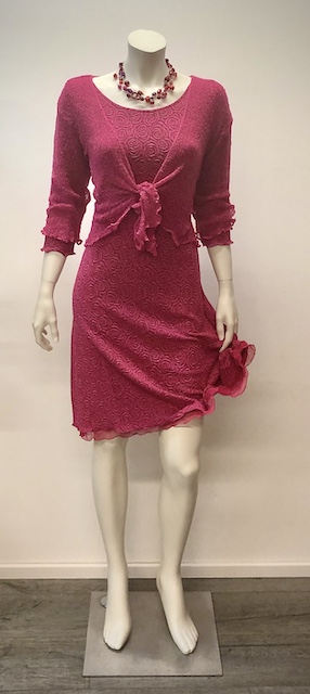 Kleid 3/4 lange Ärmel HALBMOND in pink von Pink Lotus