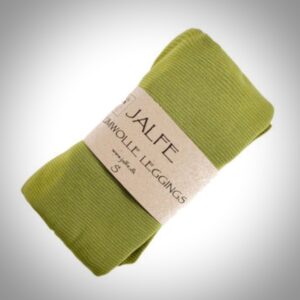 Ringel-Leggin aus Öko-Baumwolle in grün /limette gestreift mit türkisem Saum von Jalfe