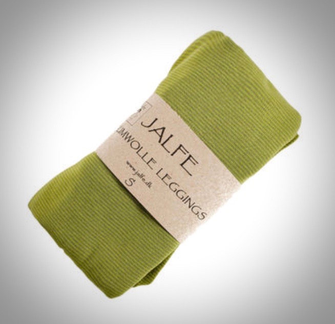 Ringel-Leggin aus Öko-Baumwolle in grün /limette gestreift mit türkisem Saum von Jalfe