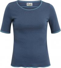 T-Shirt kurzarm aus 100% Öko-Baumwolle in jeansblau, limegrün und türkis mit abgesetzten Nähten von Jalfe