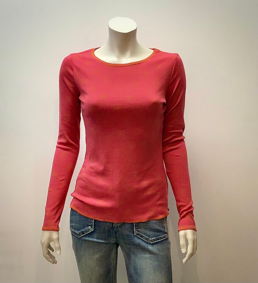 Shirt aus 100% Öko-Baumwolle in rot/orange gemustert von Jalfe