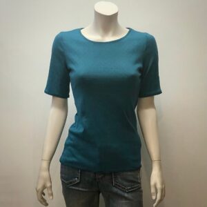 Shirt kurzarm aus 100% Öko-Baumwolle in türkis mit grünen Nähten von Jalfe