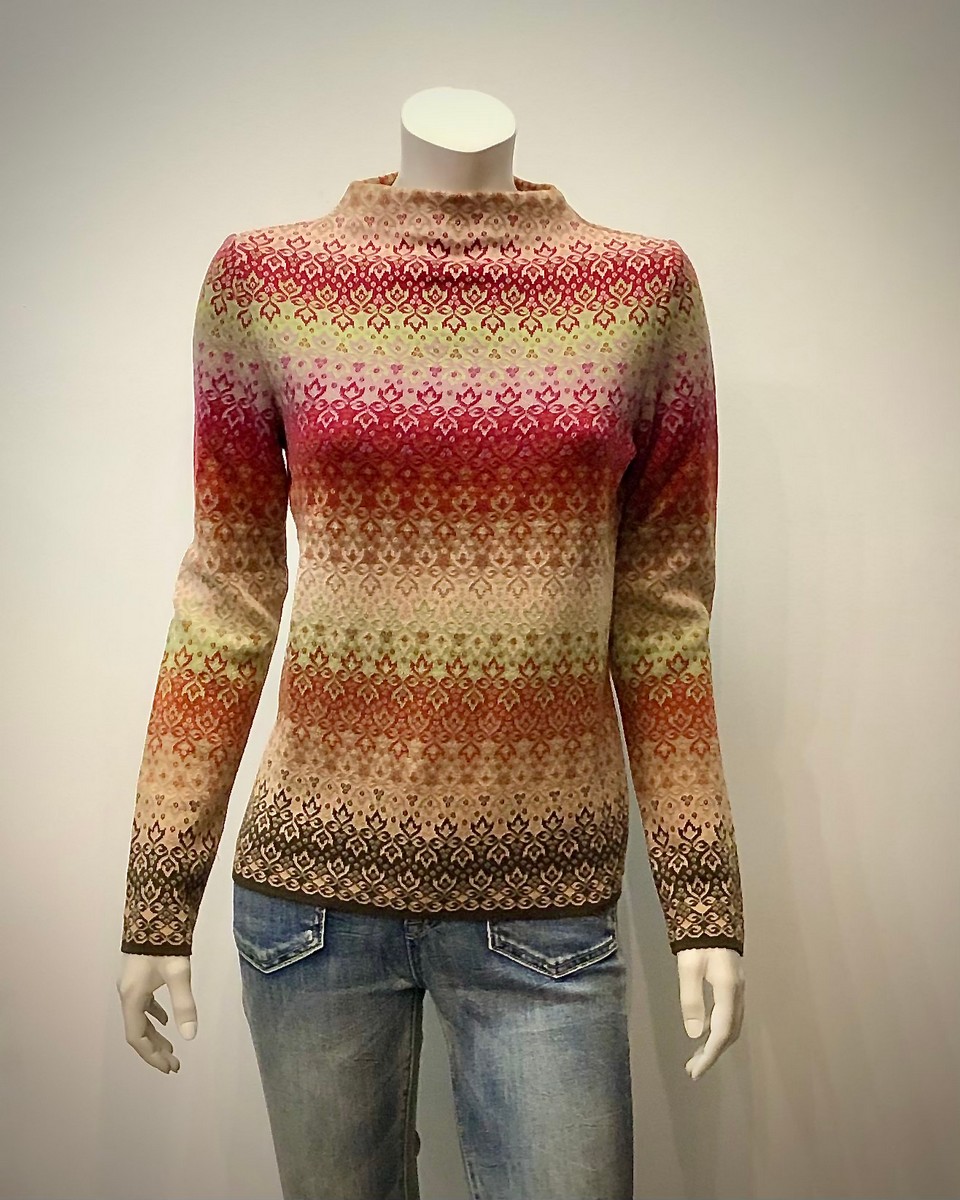 Jacquard Pullover GOTS aus 100% Baumwolle in verschiedenen Farben bunt gemustert von Dunque by SCHWEIKARDT MODEN